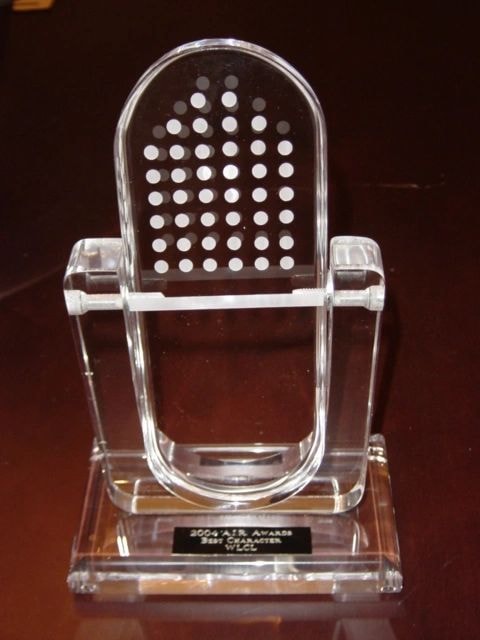 Crystal microphone trophy award